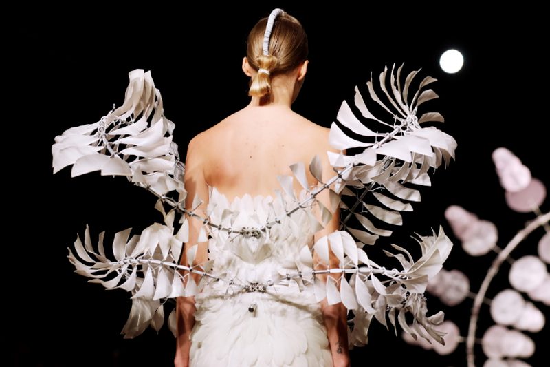 Bow-shaped hair at Iris van Herpen. ― AFP pic