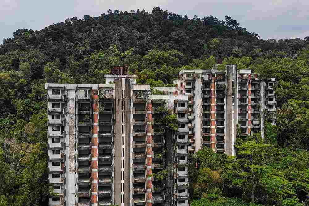 Aerial view of the abandoned blocks of Highland Towers in Taman Sri Ukay Hill View, Ampang, Kuala Lumpur. u00e2u20acu201d Picture by Hari Anggara