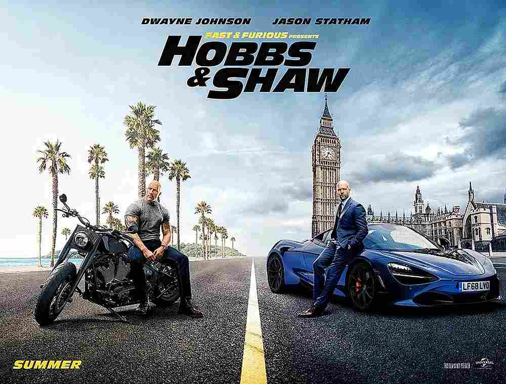 The 'Hobbs & Shaw' rollercoaster straddles British and Pacific locations. u00e2u20acu201d Movie poster image courtesy of Universal Pictures International France via AFP
