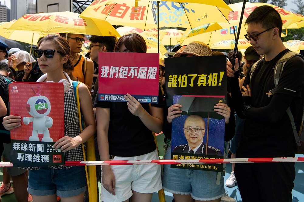 Protesters gather at Victoria Park to participate in an anti-government march in Hong Kong July 21, 2019. u00e2u20acu201d AFP pic          