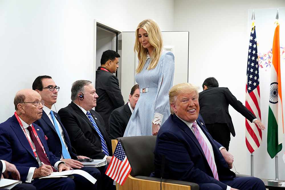 White House senior advisor Ivanka Trump seen in the background before the start of a meeting of US President Donald Trump (right) and the leaders at the G20 summit in Osaka, Japan June 28, 2019. u00e2u20acu201d Reuters pic