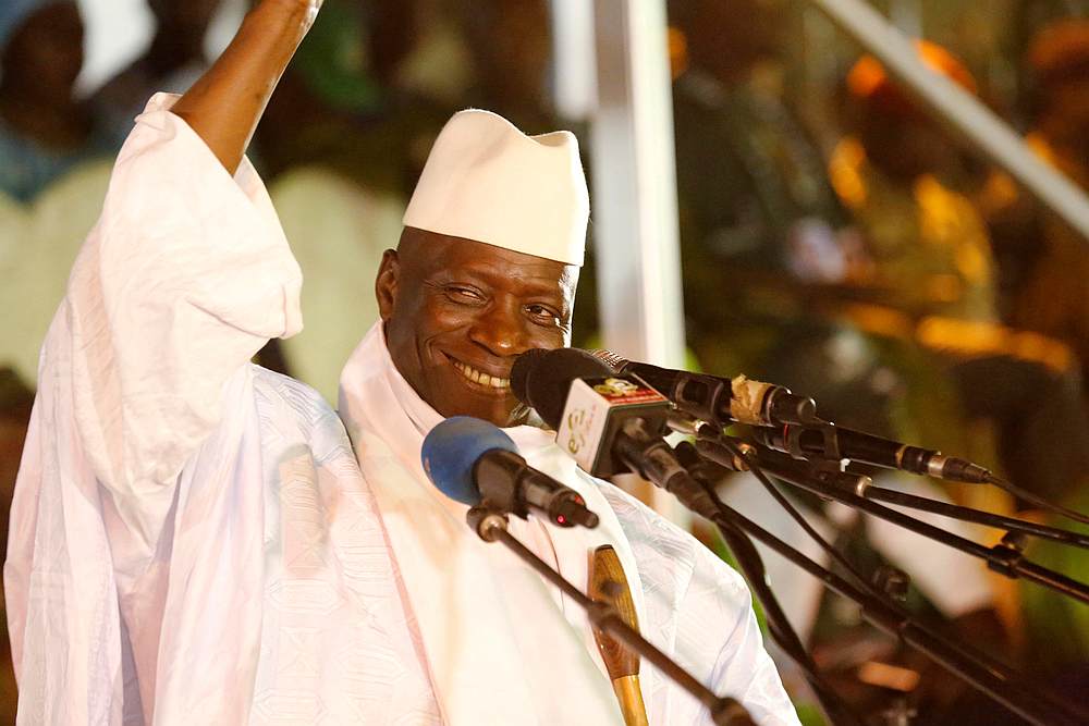 Gambian President Yahya Jammeh waves during a rally in Banjul, Gambia November 29, 2016. u00e2u20acu201d Reuters pic
