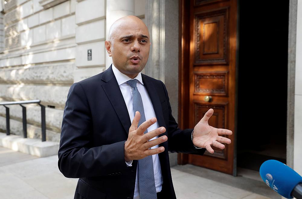 UK's new Chancellor Sajid Javid speaks to the media as he arrives at the Treasury in London July 24, 2019. u00e2u20acu201d Reuters pic