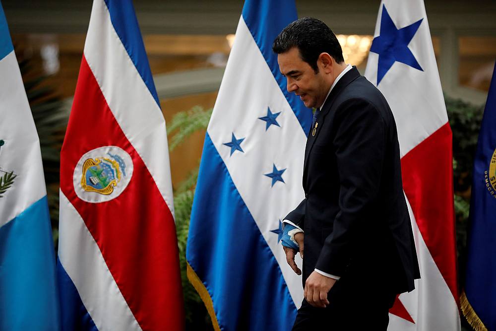 Guatemala's President Jimmy Morales is seen before a family photo during a meeting of the Central American Integration System (Sica), in Guatemala City, Guatemala June 5, 2019. u00e2u20acu201d Reuters pic