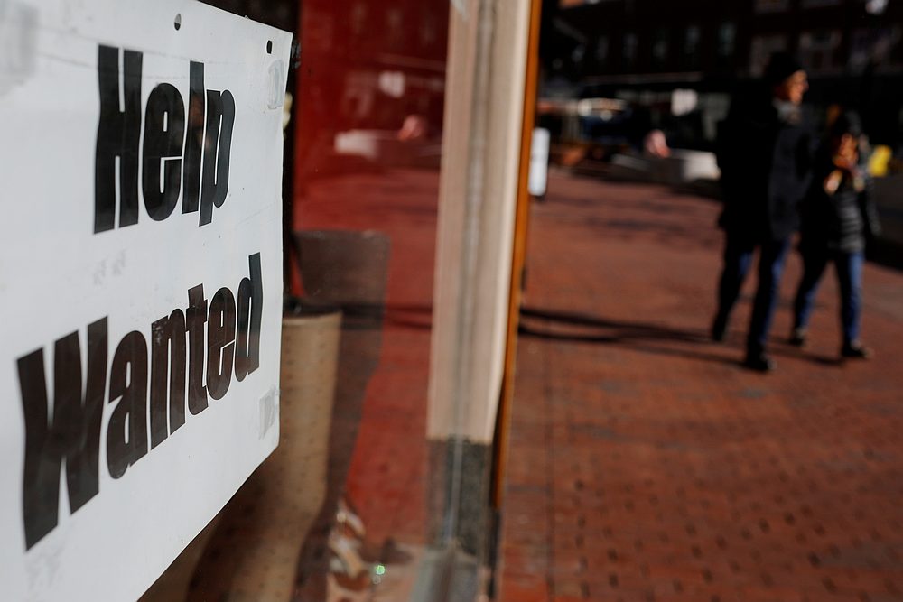 A 'Help Wanted' sign sits in the window of a shop in Harvard Square in Cambridge, Massachusetts, US February 11, 2019. u00e2u20acu201d Reuters pic 