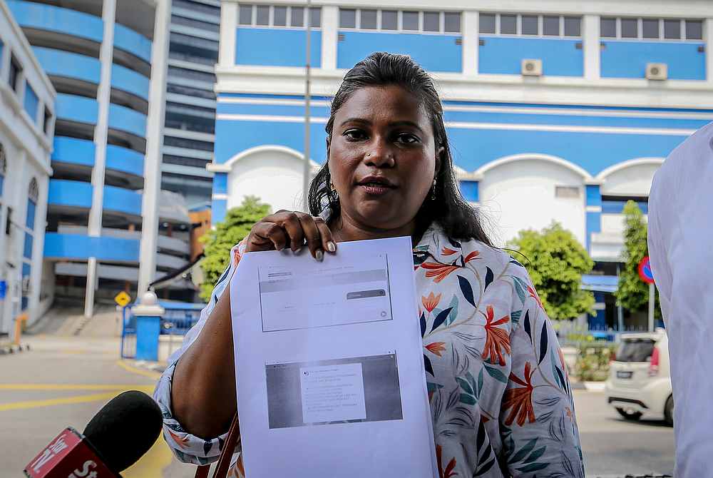 Batu Kawan MP Kasthuri Patto during a press conference at IPD Dang Wangi in Kuala Lumpur July 14, 2019. u00e2u20acu201d Picture by Firdaus Latif