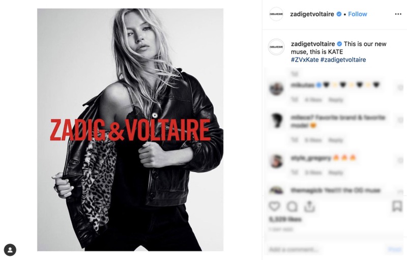 British supermodel Kate Moss has been unveiled as the star of the French fashion brand's Autumn/Winter 2019 campaign. u00e2u20acu2022 AFP pic