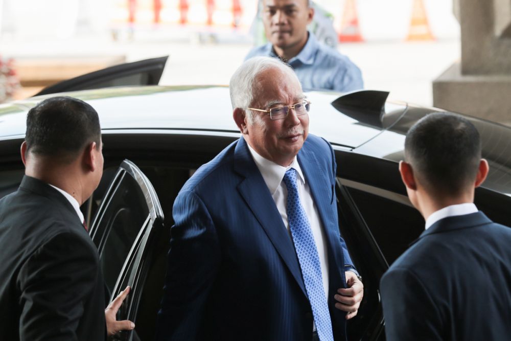 Datuk Seri Najib Razak arrives at the Kuala Lumpur Court Complex July 1, 2019. u00e2u20acu2022 Picture by Ahmad Zamzahuri
