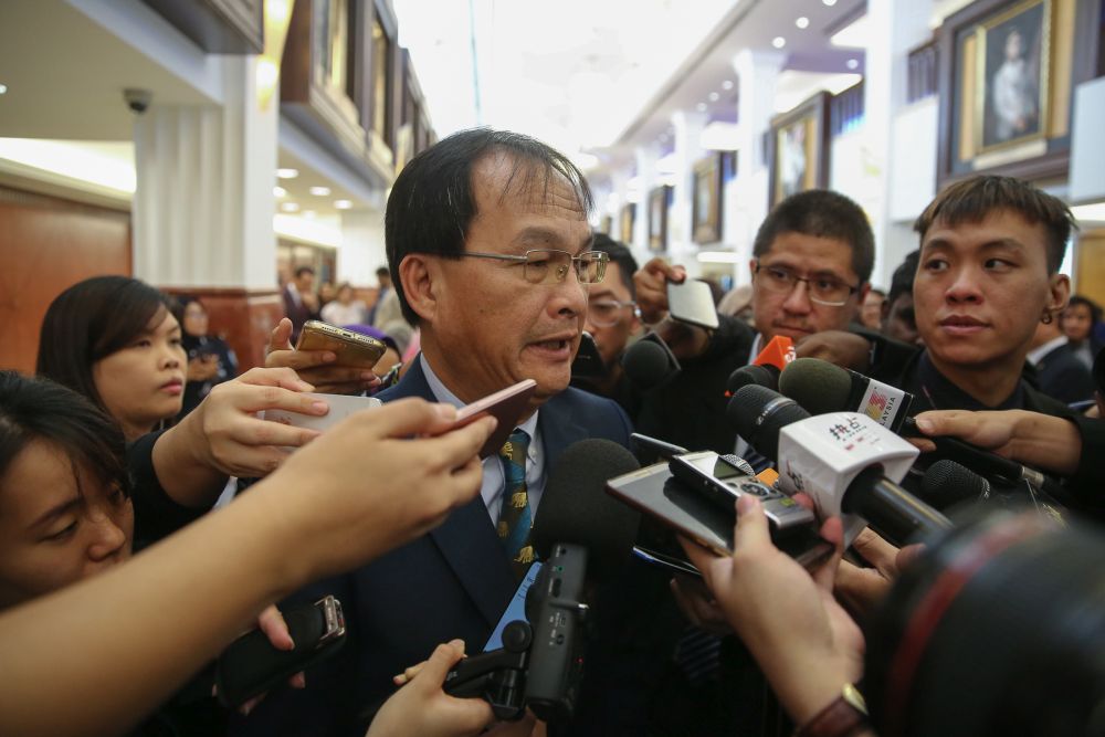 Works Minister Baru Bian speaks to reporters at Parliament in Kuala Lumpur July 11, 2019. u00e2u20acu201d Picture by Yusof Mat Isa