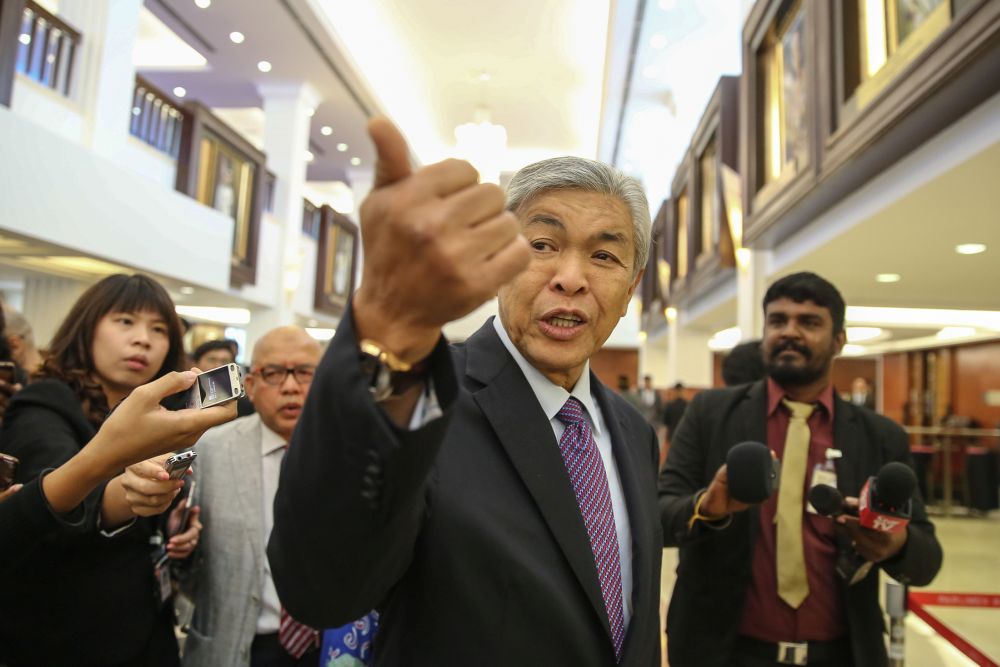 Datuk Seri Ahmad Zahid Hamidi speaks to reporters at Parliament in Kuala Lumpur July 11, 2019. u00e2u20acu201d Picture by Yusof Mat Isa