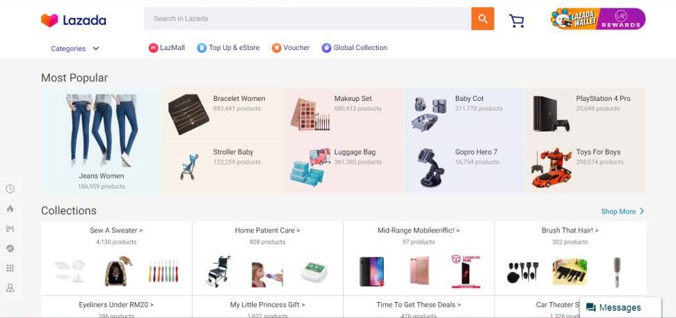A screenshot of the Lazada website. 