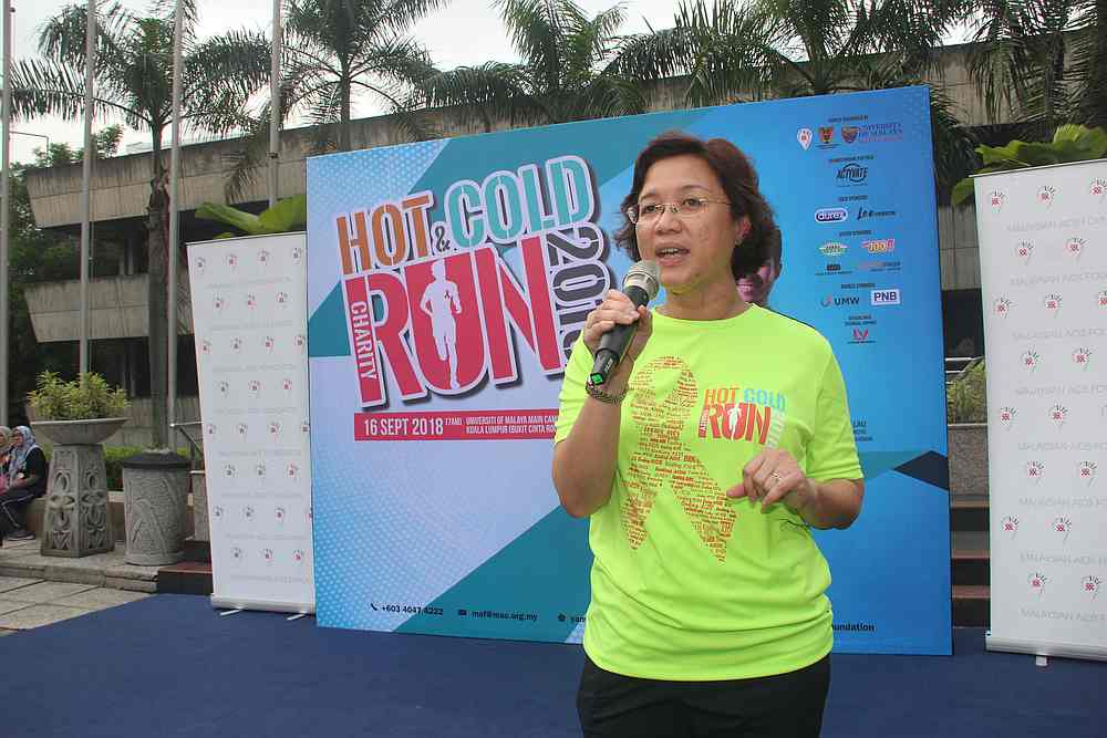 Dr Adeeba at the ‘Hot and Cold Run,’ one of the many fund-raising activities held by the Malaysian AIDS Foundation. — Picture courtesy of Malaysian AIDS Foundation 