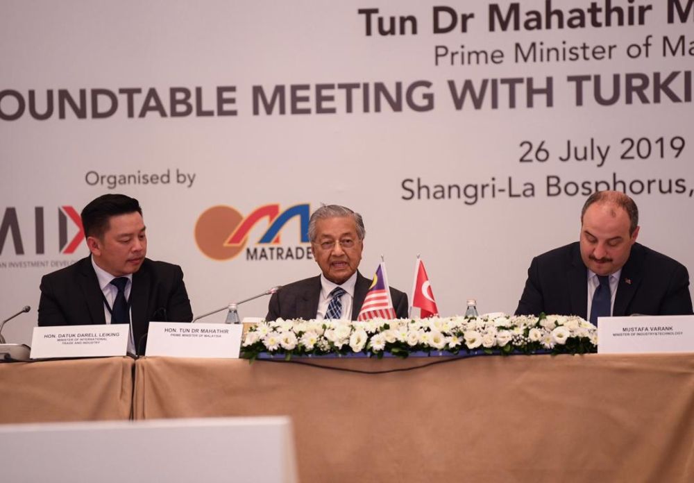 Tun Dr Mahathir Mohamad speaks during a roundtable session with Turkish captains of industry at Shangri-La Bosphorus, Istanbul July 26, 2019. u00e2u20acu201d Reuters pic