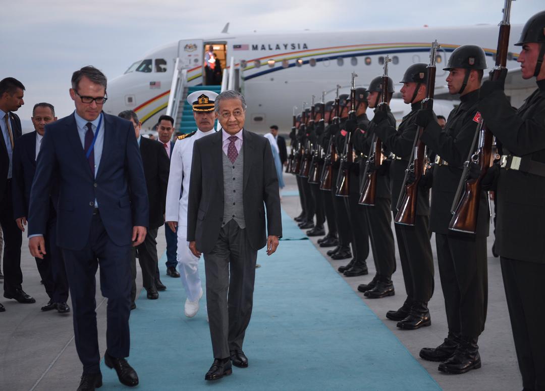 Malaysian Prime Minister Tun Dr Mahathir Mohamad arrives at the Esenboga Airport in Ankara, Turkey July 25, 2019. u00e2u20acu201d Bernama pic