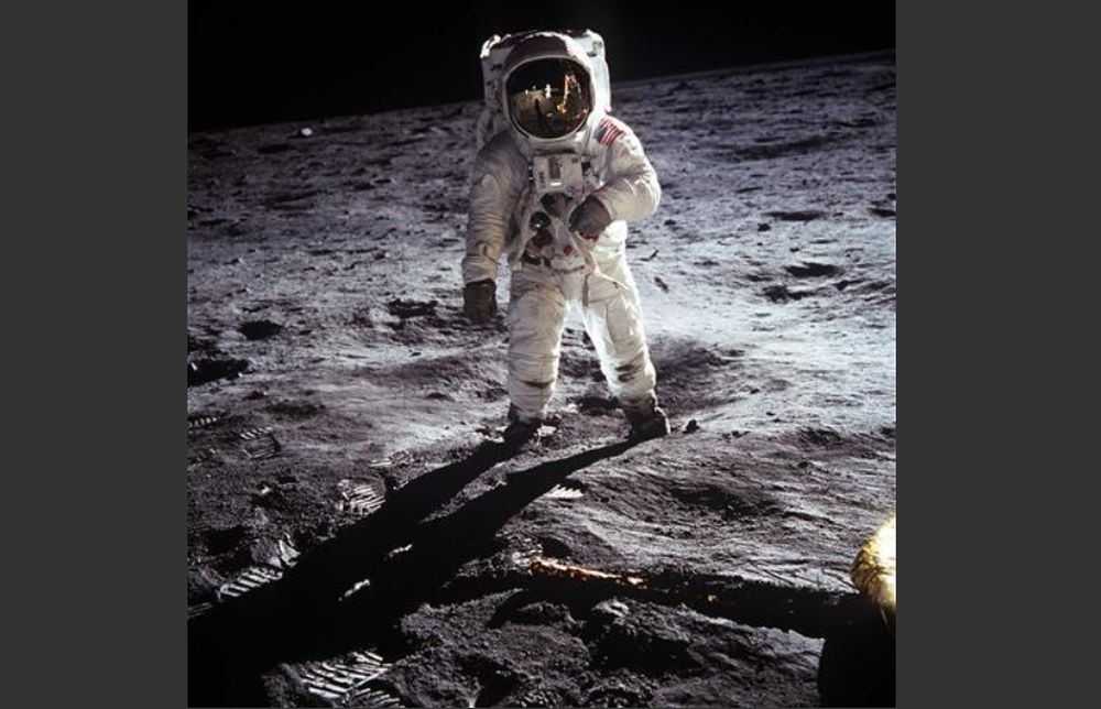 This Nasa file image shows Apollo 11 US astronaut Buzz Aldrin standing on the Moon, next to the Lunar Module u00e2u20acu02dcEagleu00e2u20acu2122 (right), July 20, 1969. u00e2u20acu201d Reuters pic