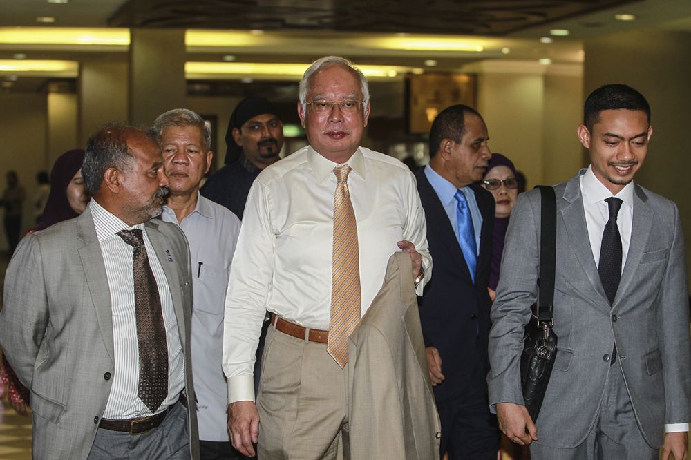 Datuk Seri Najib Razak arrives at the Kuala Lumpur Court Complex on July 2, 2019. u00e2u20acu201d Picture by Miera Zulyana