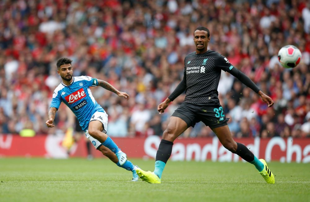 Napoli's Lorenzo Insigne scores their first goal against Liverpool in a friendly match. u00e2u20acu201d Reuters pic