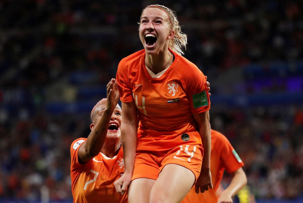 Netherlands' Jackie Groenen celebrates scoring against Sweden. u00e2u20acu201d Reuters pic