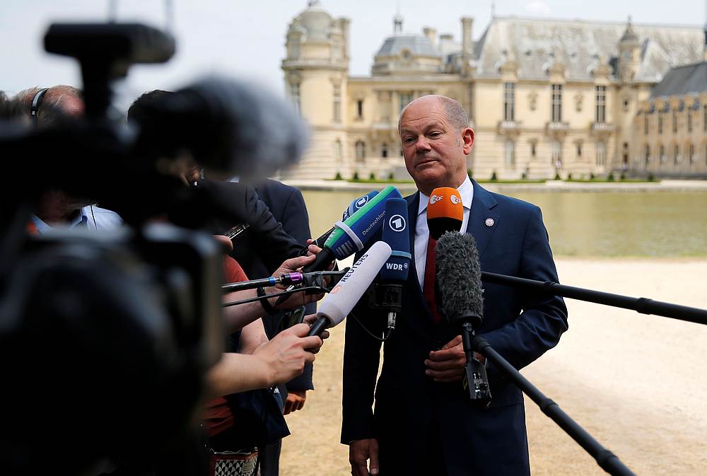 German Finance Minister Olaf Scholz delivers a statement during the G7 finance ministers and central bank governors meeting in Chantilly, near Paris, France July 17, 2019. u00e2u20acu201d Reuters pic 