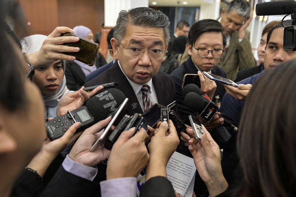 Agriculture and Agro-Based Industry Minister Datuk Salahuddin Ayub speaks to reporters at Parliament, Kuala Lumpur July 3, 2019. u00e2u20acu201d Picture by Miera Zulyana 