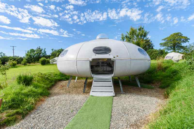 Airbnb's UFO Futuro-styled flying saucer in Redberth, UK. u00e2u20acu2022 AFP pic