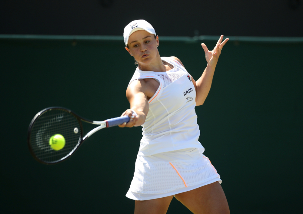 Australiau00e2u20acu2122s Ashleigh Barty in action during her Wimbledon second round match against Belgiumu00e2u20acu2122s Alison Van Uytvanck All England Lawn Tennis and Croquet Club, London July 4, 2019. u00e2u20acu201d Reuters pic