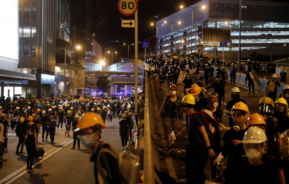 Demonstrators occupy the main road in Central district during a protest against police violence during previous marches, near Chinau00e2u20acu2122s Liaison Office, Hong Kong July 28, 2019. u00e2u20acu201d Reuters pic