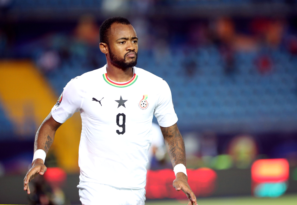 Ghanau00e2u20acu2122s Jordan Ayew celebrates scoring their first goal during their Africa Cup of Nations 2019 Group F match against Guinea-Bissau at the Suez Army Stadium, Suez July 2, 2019. u00e2u20acu201d Reuters pic