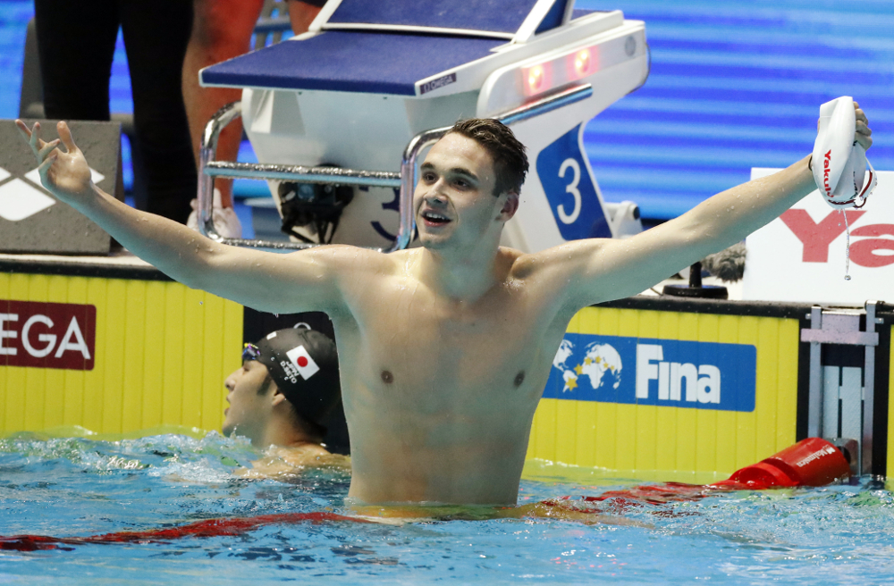 Kristof Milak of Hungary celebrates winning the Menu00e2u20acu2122s 200m Butterfly Final at the 18th FINA World Swimming Championships in Gwangju July 24, 2019. u00e2u20acu201d Reuters pic