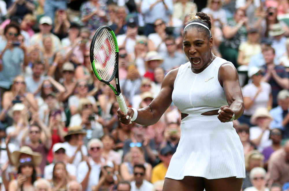 Serena Williams of the US celebrates winning her Wimbledon quarter final match against Alison Riske of the US at the All England Lawn Tennis and Croquet Club, London All England Lawn Tennis and Croquet Club, London July 9, 2019. u00e2u20acu201d Reuters pic