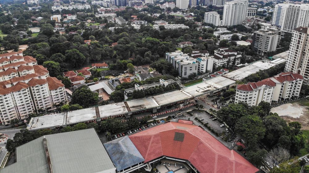 An aerial view of the Desa Pandan alignment (around Jalan 1/76) of the Setiawangsa-Pantai Expressway project that is under construction. — Picture by Hari Anggara