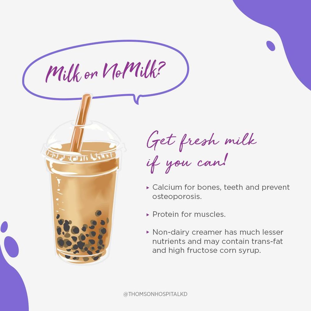 Go for fresh milk to reap the benefits of calcium and protein. — Picture from Facebook/Thomson Hospital Kota Damansara