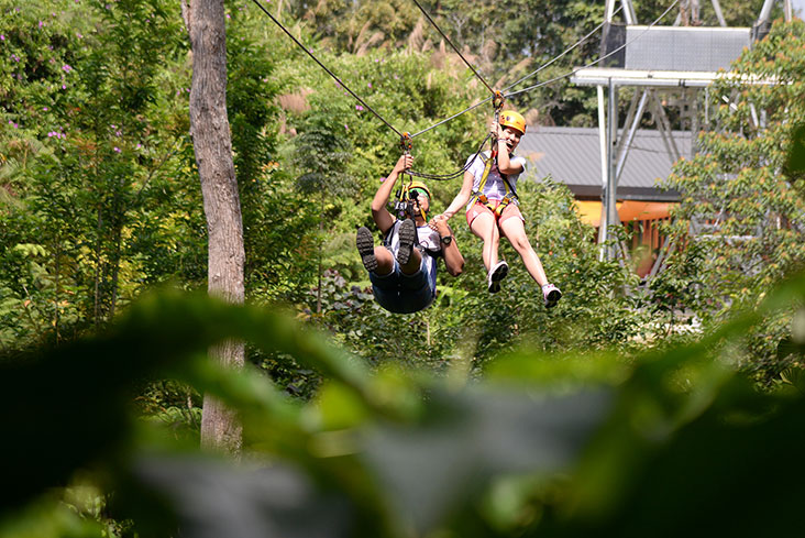 The Honeymoon Line allows two people to zip across while holding hands.