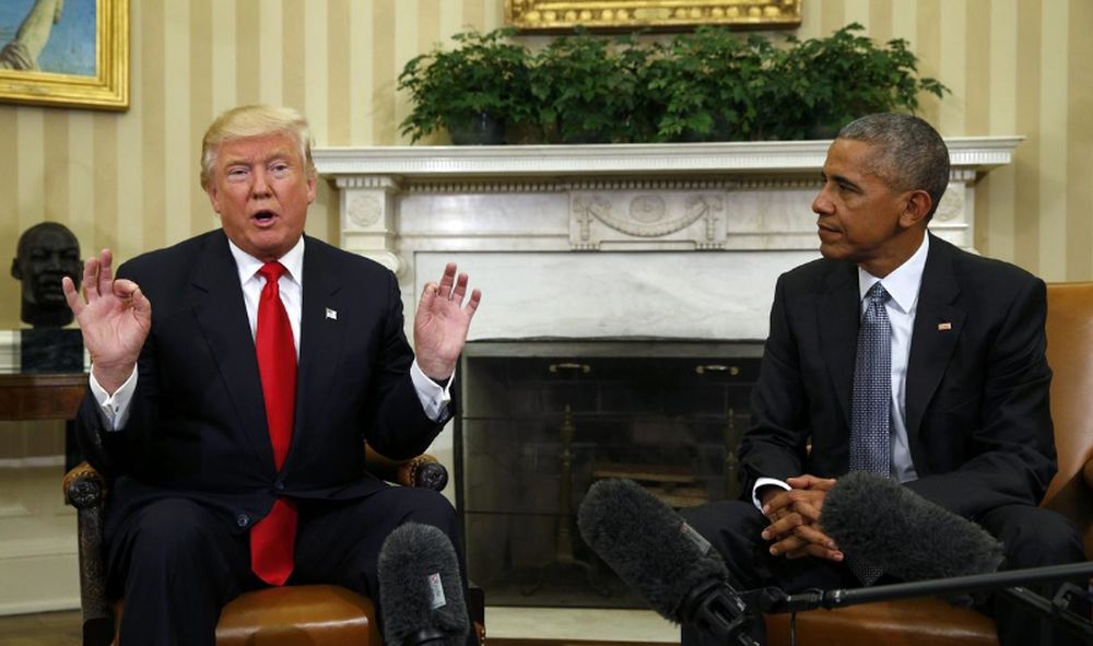 File picture shows US President Barack Obama meeting with President-elect Donald Trump to discuss transition plans in the White House Oval Office in Washington, November 10, 2016. u00e2u20acu201d Reuters pic
