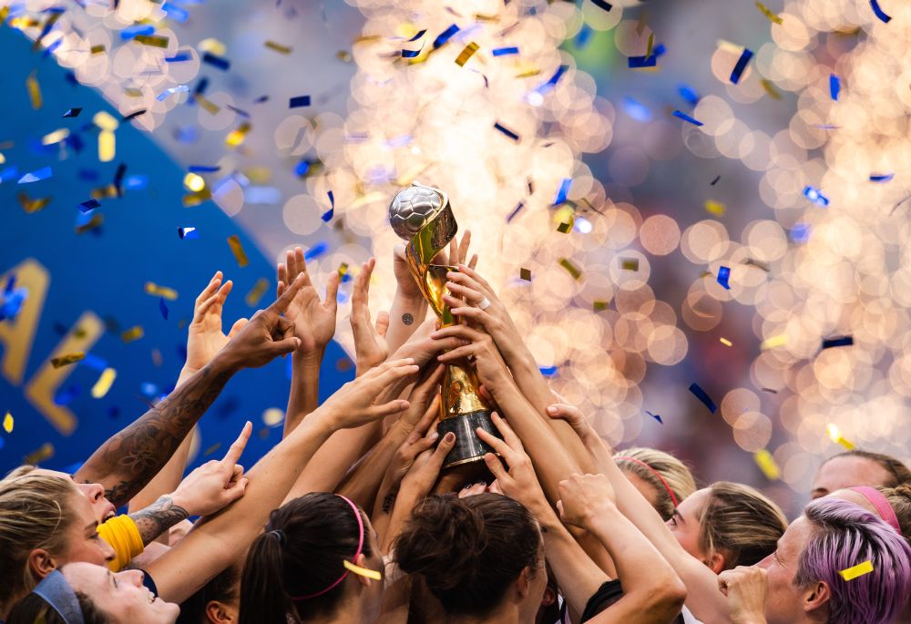 US players celebrate with the trophy after winning the Fifa Women's World Cup final on July 7, 2019 in Lyon. u00e2u20acu201d Reuters pic