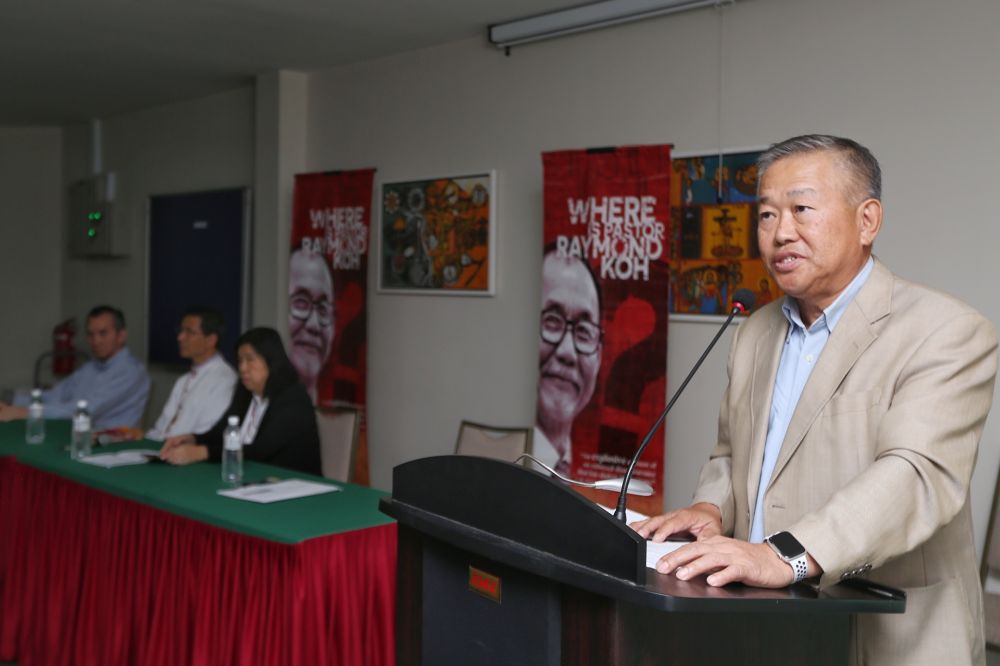 Datuk Lee Hwa Beng, co-author of u00e2u20acu02dcWhere Is Pastor Raymond Kohu00e2u20acu2122, speaks during the book launch at the Council of Churches Malaysia, Petaling Jaya July 3, 2019. u00e2u20acu201d Picture by Choo Choy May