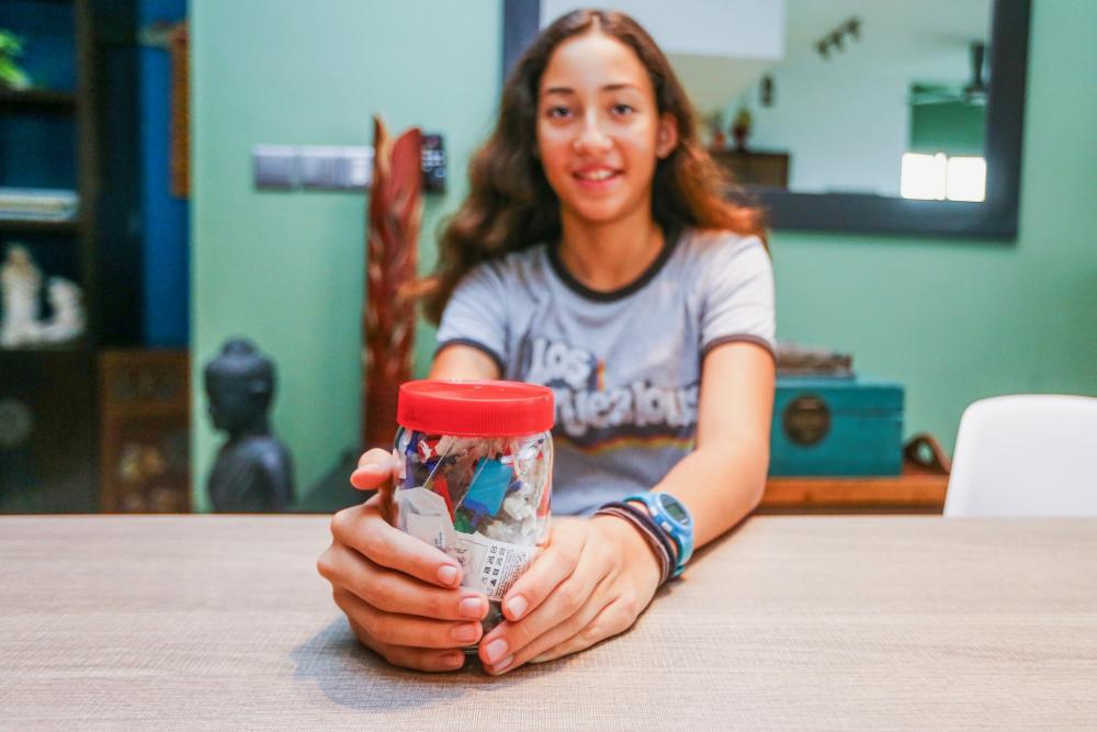 The amount of non-recyclable waste Kerschot and her family have produced over the last four years can fit into a small jar. u00e2u20acu201d Picture by Hari Anggara