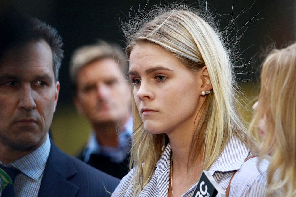 Australian swimmer Shayna Jack faces the media after a hearing with the Australian Sports Anti-Doping Agency (ASADA) in Brisbane August 2, 2019, to try and clear her name after she tested positive for a banned substance. u00e2u20acu201d AFP pic