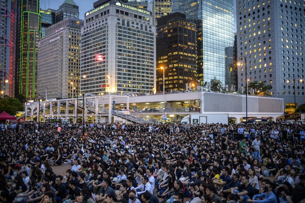 Members of the territoryu00e2u20acu2122s medical sector attend a protest in Edinburgh Place in Hong Kong August 2, 2019. u00e2u20acu201d AFP pic