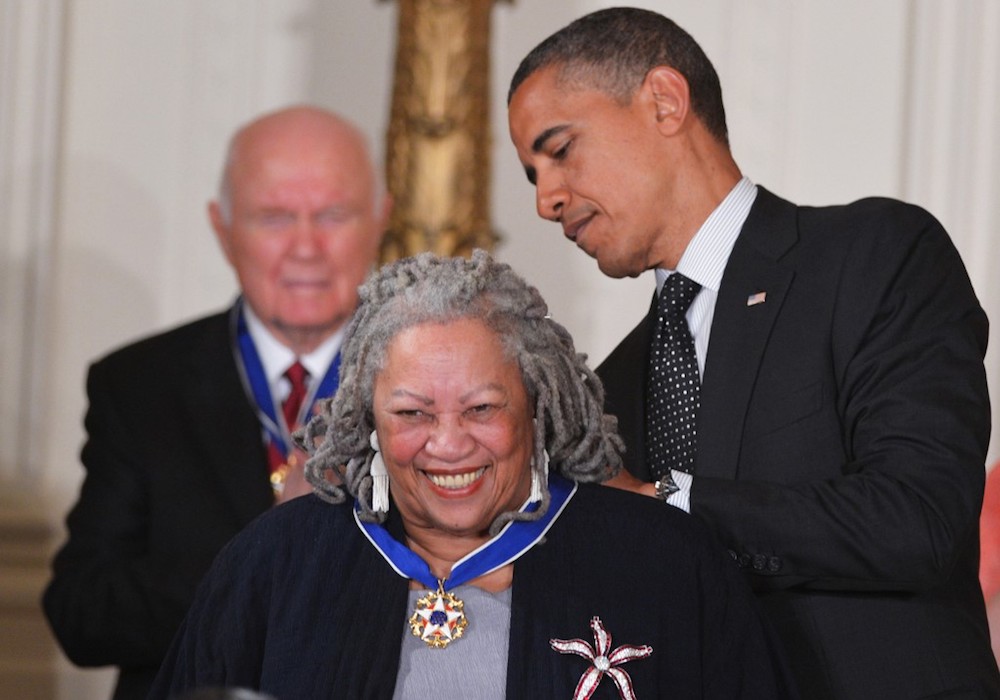 US President Barack Obama presents the Presidential Medal of Freedom to author Toni Morrison during a ceremony in the East Room of the White House in Washington May 29, 2012. u00e2u20acu201d AFP pic