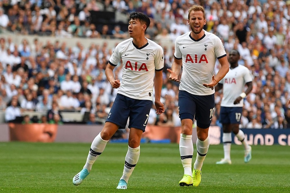 Tottenham Hotspuru00e2u20acu2122s Son Heung-Min and Harry Kane react to a missed chance during the Premier League match with Newcastle United at Tottenham Hotspur Stadium in London August 25, 2019. u00e2u20acu201d AFP pic