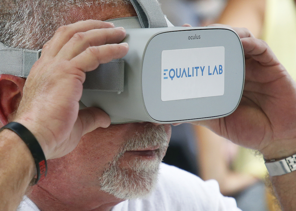 Jesus Gonzalez samples a virtual reality experience in the Little Havana neighbourhood of Miami July 26, 2019. u00e2u20acu201d AFP pic