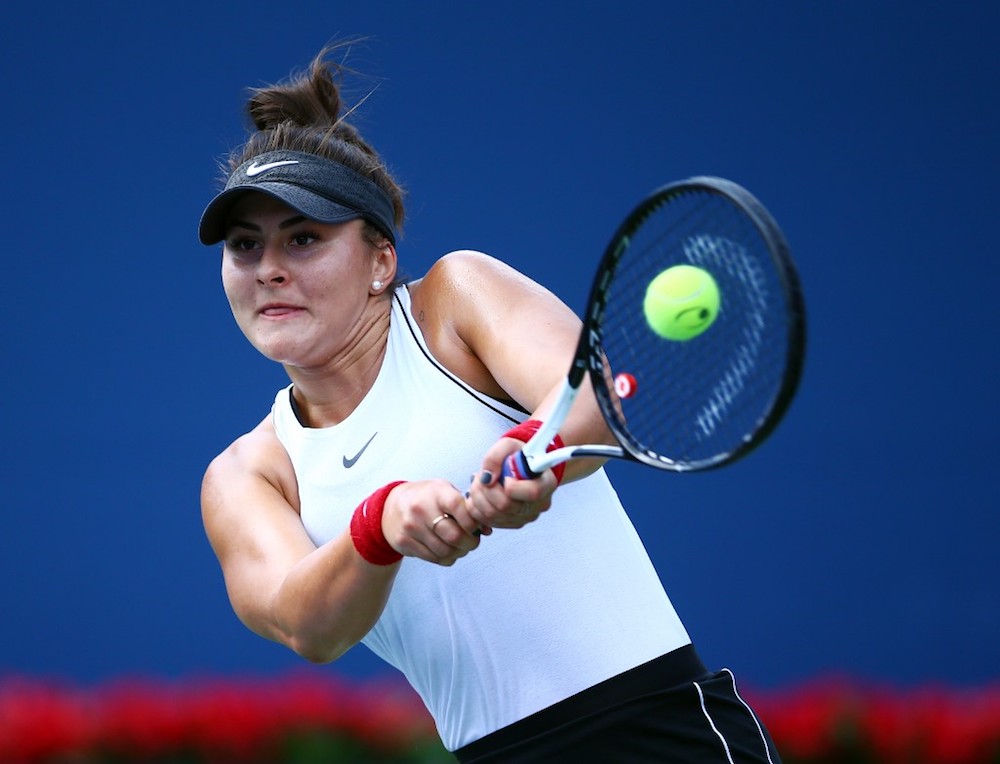 Bianca Andreescu of Canada hits a shot against Serena Williams of the United States during the final match of the Rogers Cup in Toronto August 11, 2019. u00e2u20acu201d AFP pic