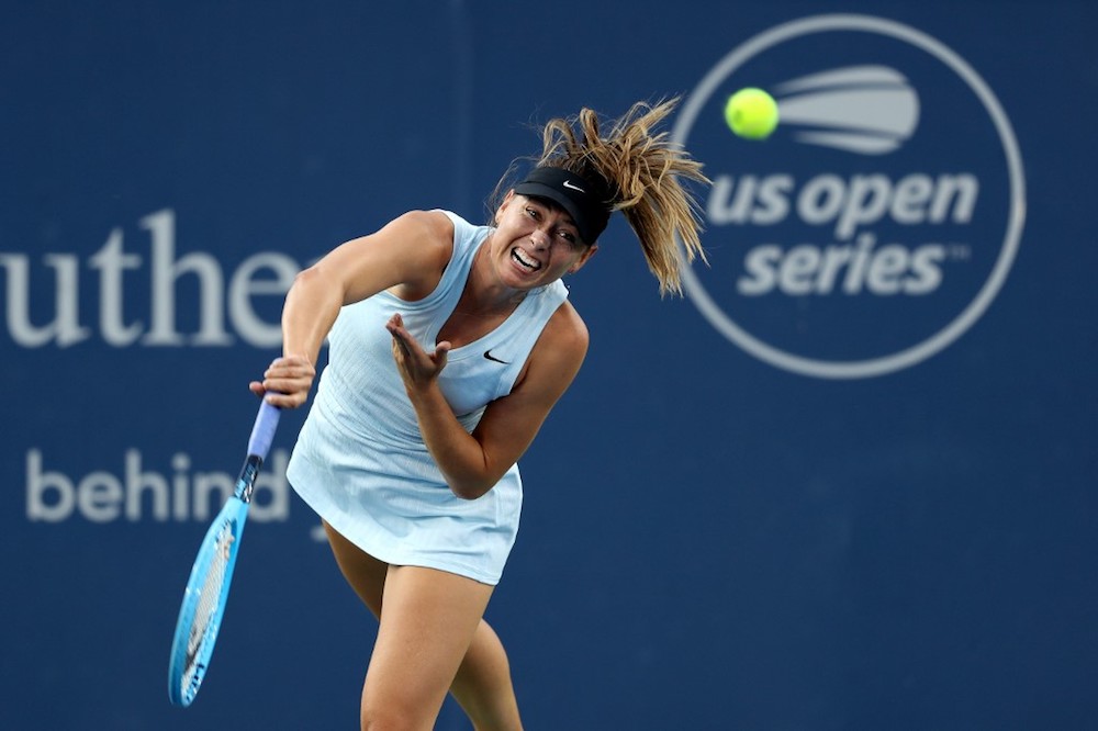 Maria Sharapova of Russia returns a shot to Alison Riske of the United States during the Cincinnati Masters in Mason, Ohio August 12, 2019. u00e2u20acu201d AFP pic