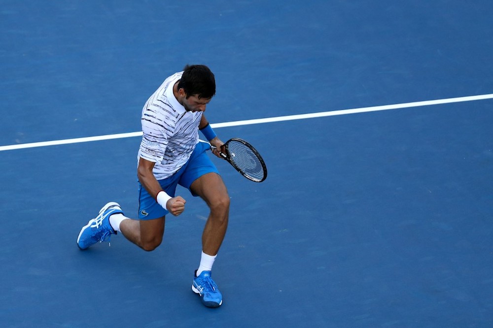 Novak Djokovic of Serbia celebrates a point against Sam Querrey of the United States during the Cincinnati Masters in Mason, Ohio August 13, 2019. u00e2u20acu201d AFP pic