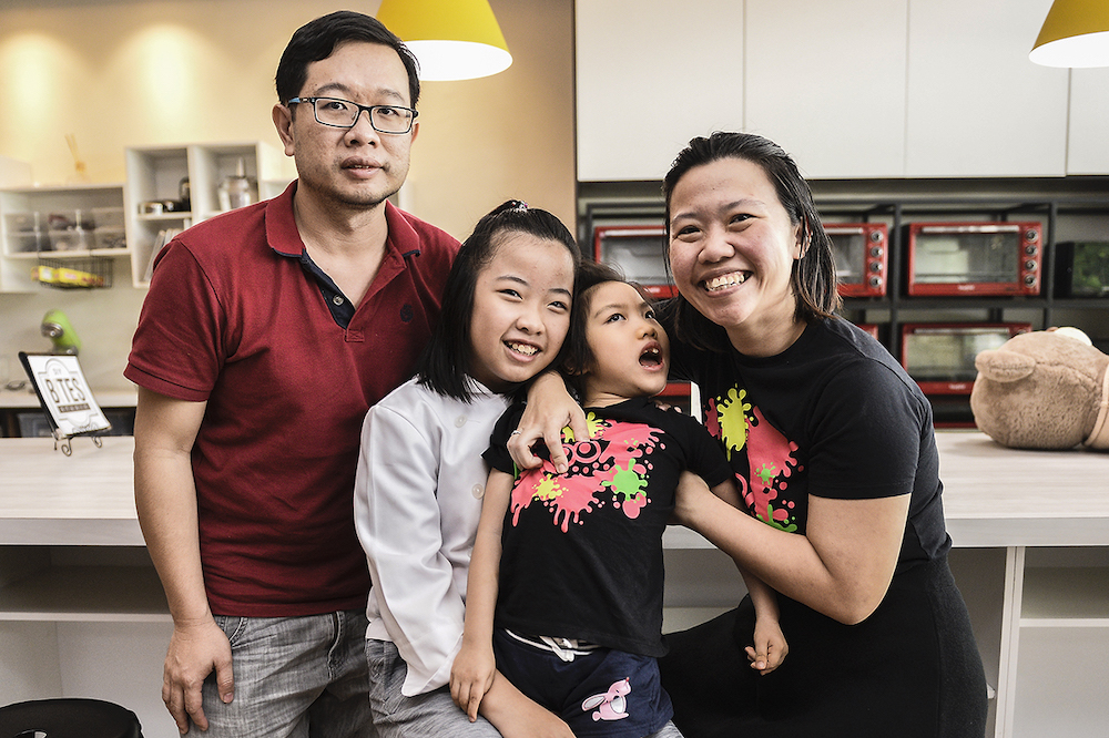 (from left) Dad Choy Chan Mun, Choy, Adele and mum Tay Mei Yean at DIY Bites Studio for an interview session with Malay Mail. — Picture by Miera Zulyana