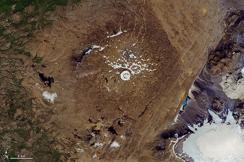 This Nasa handout image taken on August 1, 2019 shows the top of the Ok Volcano where the Okjokull glacier has melted away throughout the 20th century and was declared dead in 2014. u00e2u20acu201d AFP/Nasa pic