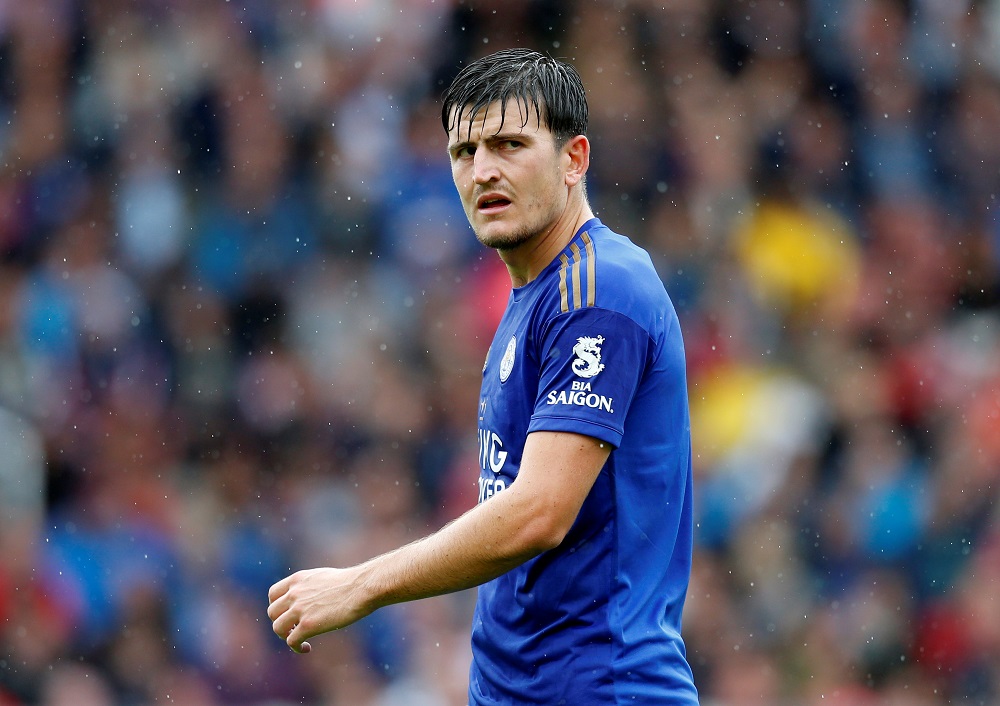 Leicester Cityu00e2u20acu2122s Harry Maguire reacts during the match against Stoke City at the bet365 Stadium in Stoke-On-Trent July 27, 2019. u00e2u20acu201d Action Images via Reuters 