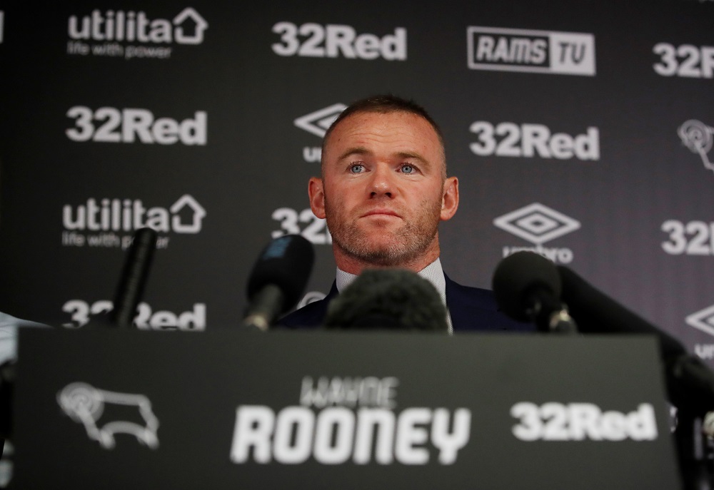 Derby Countyu00e2u20acu2122s Wayne Rooney during a press conference at Pride Park in Derby August 6, 2019. u00e2u20acu201d Action Images via Reuters