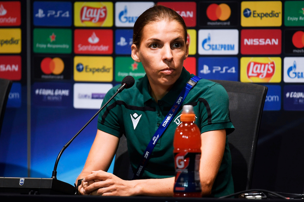 Referee Stephanie Frappart is seen during the press conference for Uefa Super Cup match officials in Istanbul August 13, 2019. u00e2u20acu201d Reuters pic